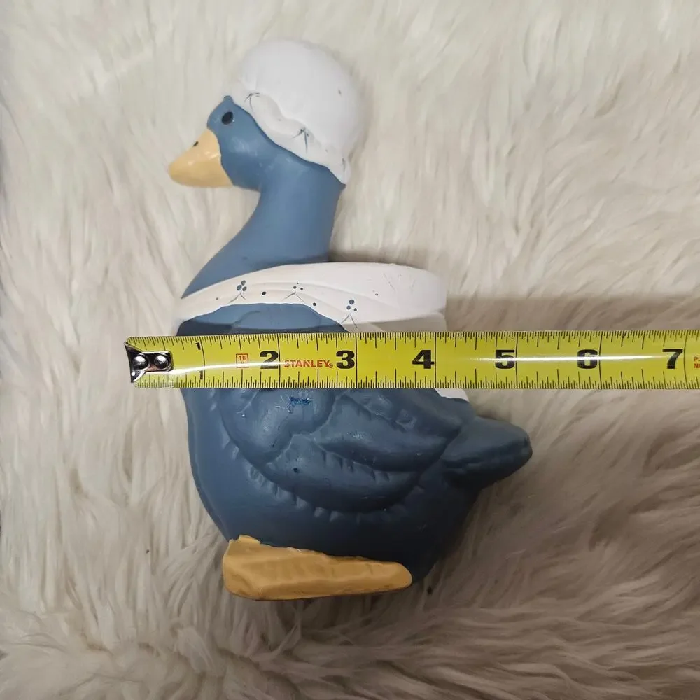 Vintage Country Goose Ceramic Wall Planter Blue White Figurine Mother Goose